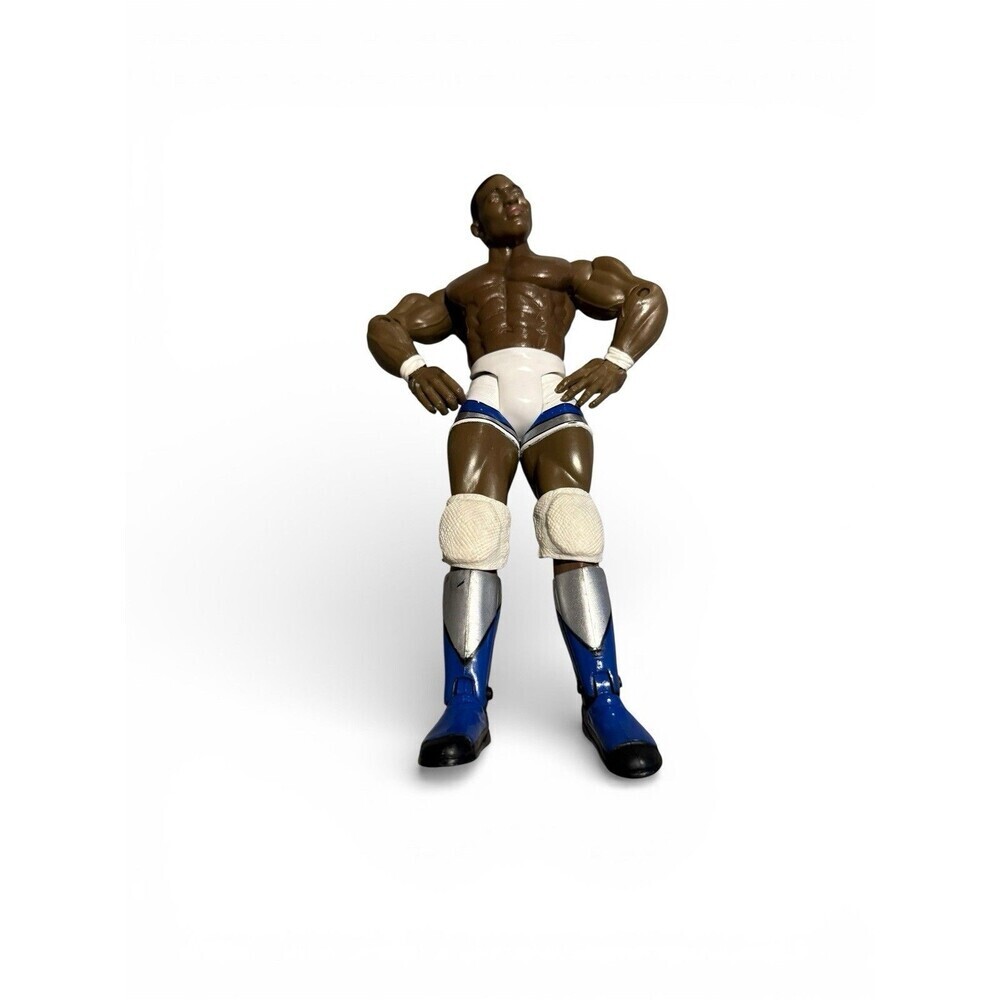 WWE WWF Wrestling Figure Shelton Benjamin White Blue Trunks Jakks 2004 WCW